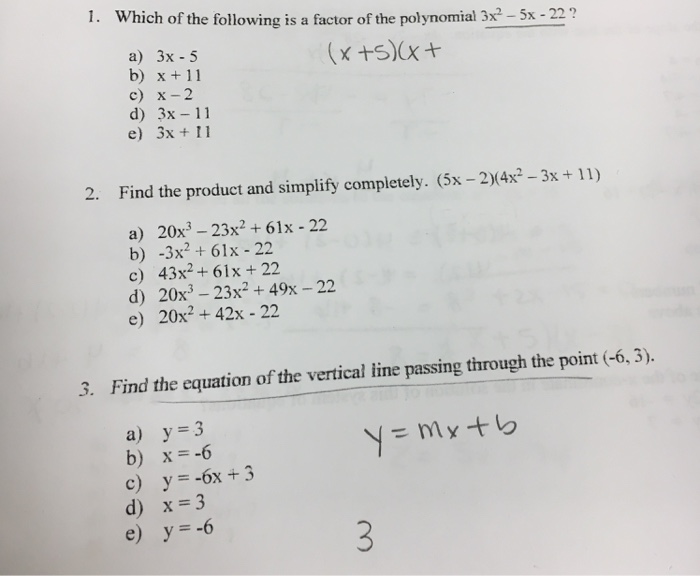Solved Which Of The Following Is A Factor Of The Polynomi Chegg Com