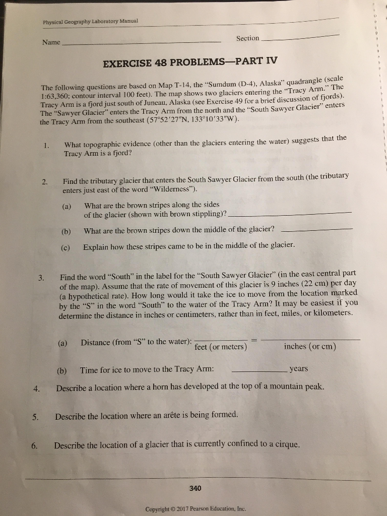 Physical Geography Laboratory Manual Section Name EXERCISE 48 PROBLEMS-PART  IV le (scale The