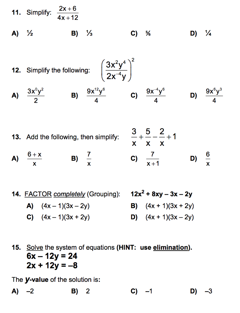 Solved 2x 6 4x 12 11 Simplify A 3x2v 12 Simplify Chegg Com