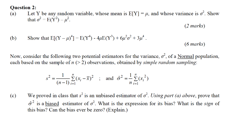 Let Y Be Any Random Variable Whose Mean Is E Y Chegg Com