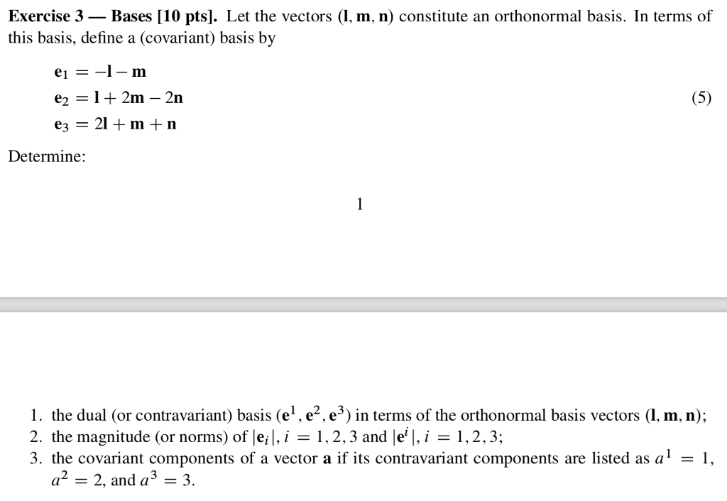 exercise 3 bases 10 pts let the vectors 1 m define basis