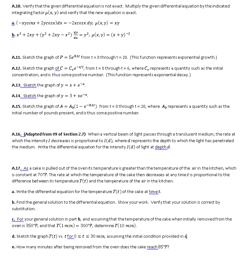 Solved Verify That The Given Differential Equation Is Not Chegg Com