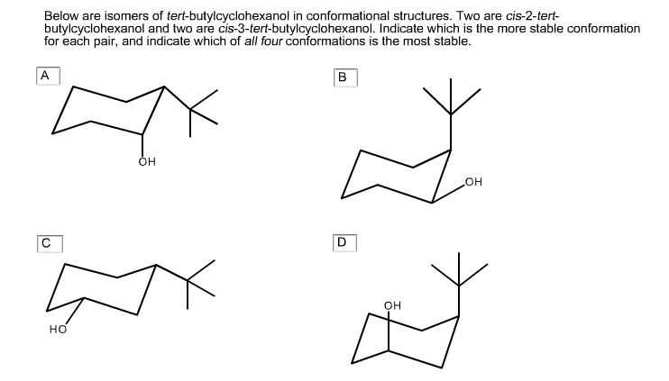 Below Are Isomers Of Tert Butylcyclohexanol In Chegg 