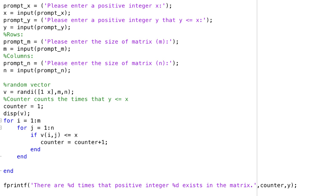 Solved Write a matlab code that generates a matrix of |