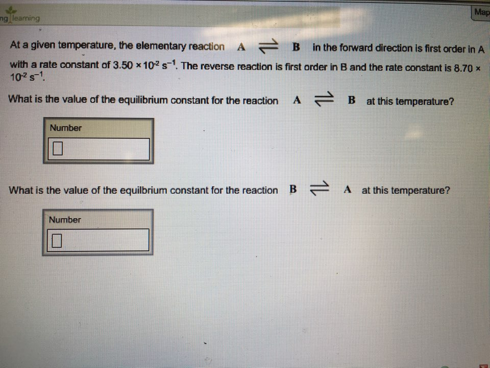 Solved At A Given Temperature, The Elementary Reaction A