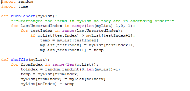 Bubble Sort Program in Python