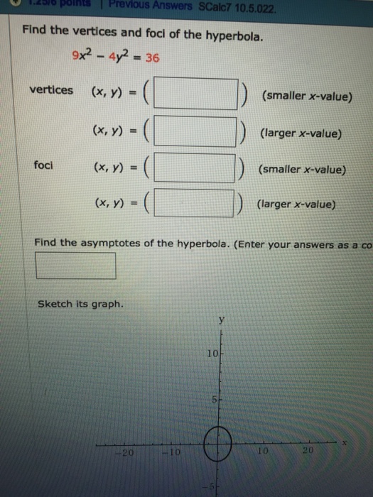 Solved: Find The Vertices And Foci Of The Hyperbola. 9X^2 ...