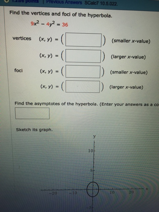 Solved: Find The Vertices And Foci Of The Hyperbola. 9X^2 ...