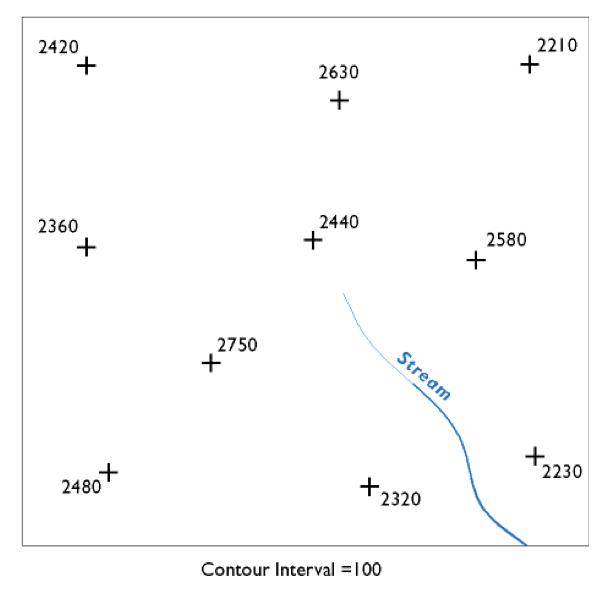 Draw The Contours (100 Ft Intervals) For The Given