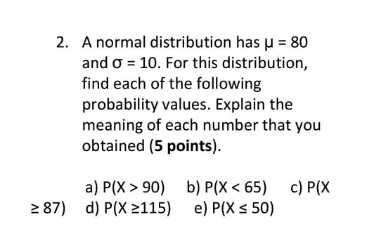 Solved 2 A Normal Distribution Has M 80 And S 10 Fo Chegg Com