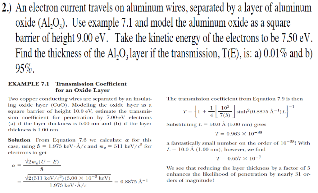 Solved An Electron Current Travels On Aluminum Wires Sep Chegg Com