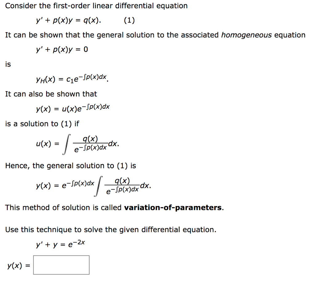 Solved Consider The First Order Linear Differential Equat Chegg Com