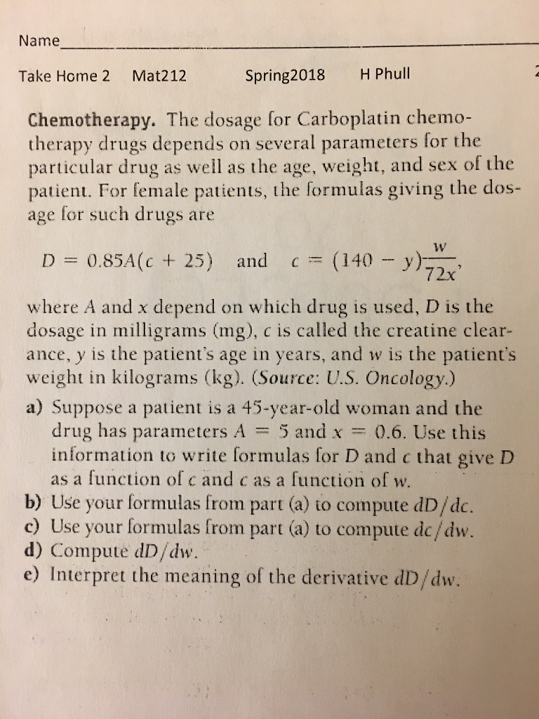 Solved Name Take Home 2 Mat212 Spring2018 H Phul | Chegg.com