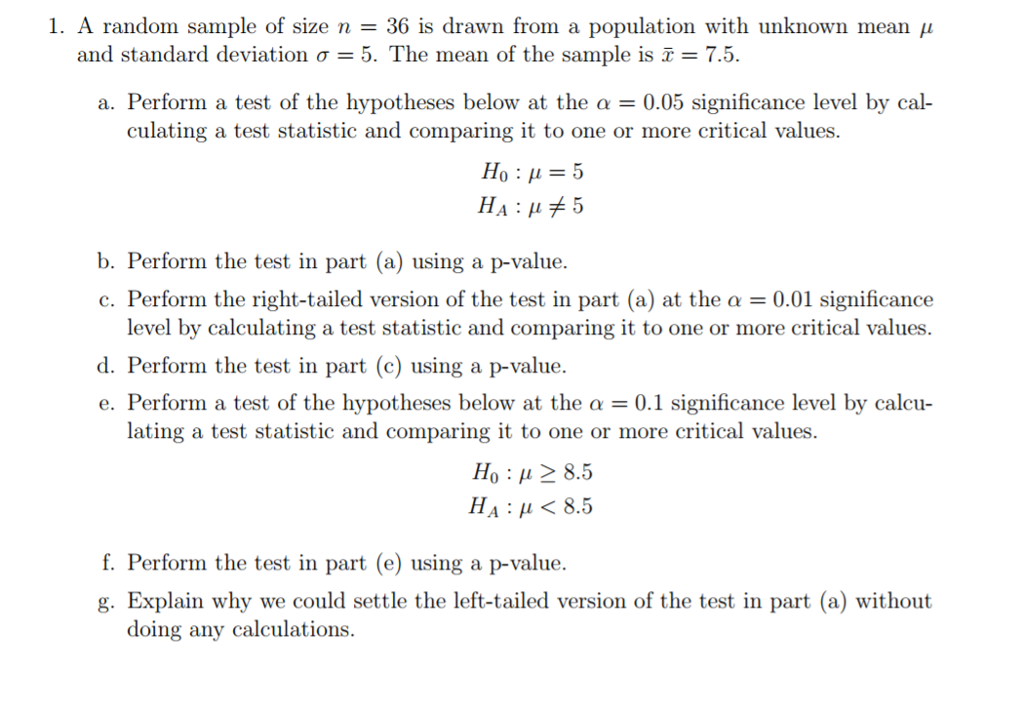 Solved I A Random Sample Of Size N 36 Is Drawn From A Chegg Com