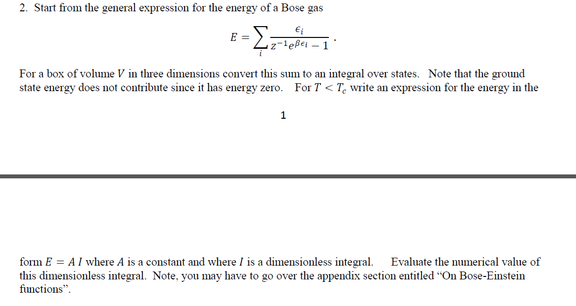 Start From The General Expression For The Energy O Chegg Com