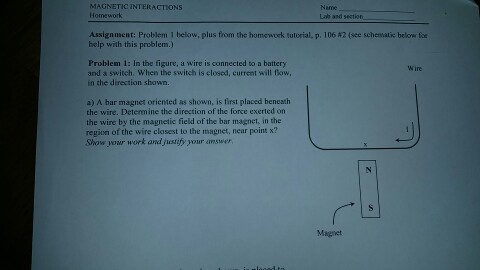 Magnetic interactions tutorial homework 08 picture