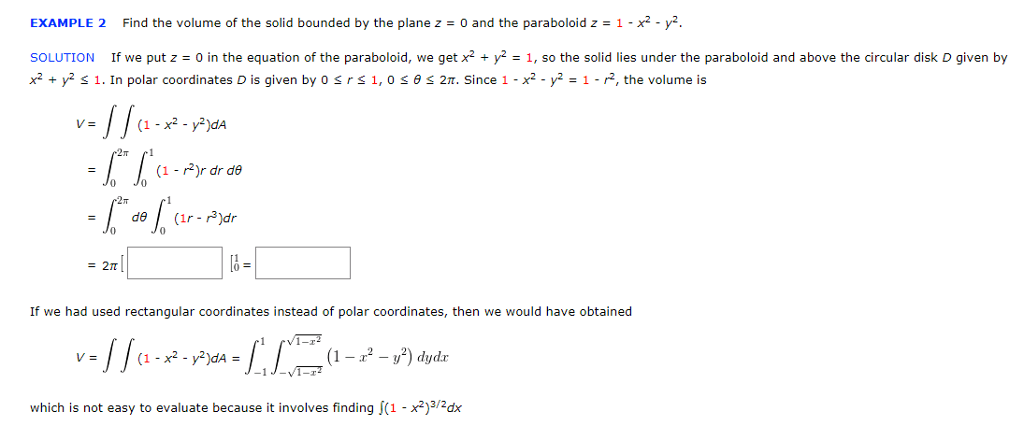 Solved Example 2 Find The Volume Of The Solid Bounded By The Chegg Com