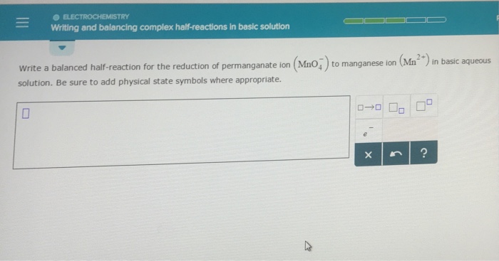 Writing and balancing complex half-reactions in basic solution image