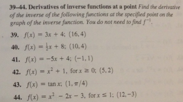 derivatives of inverse functions