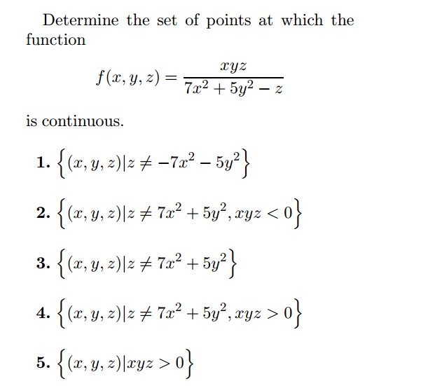 Solved Determine The Set Of Points At Which The Function Chegg Com