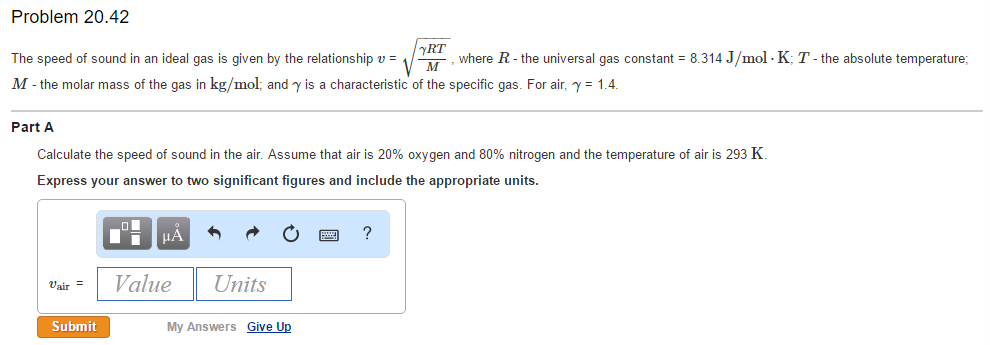 Solved The Speed Of Sound In An Ideal Gas Is Given By The Chegg Com