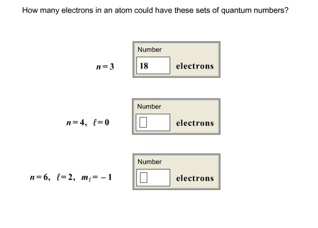 Solved How Many Electrons In An Atom Could Have These Set