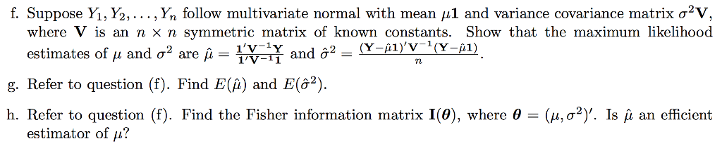 F Suppose Y Ys Yn Follow Multivariate Chegg Com