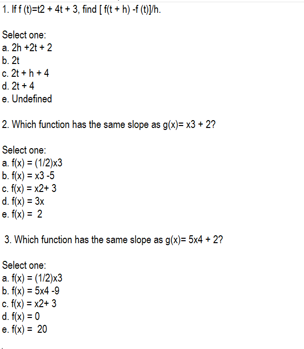 Solved 1 If F T T2 4t 3 Find F T H F T H Chegg Com