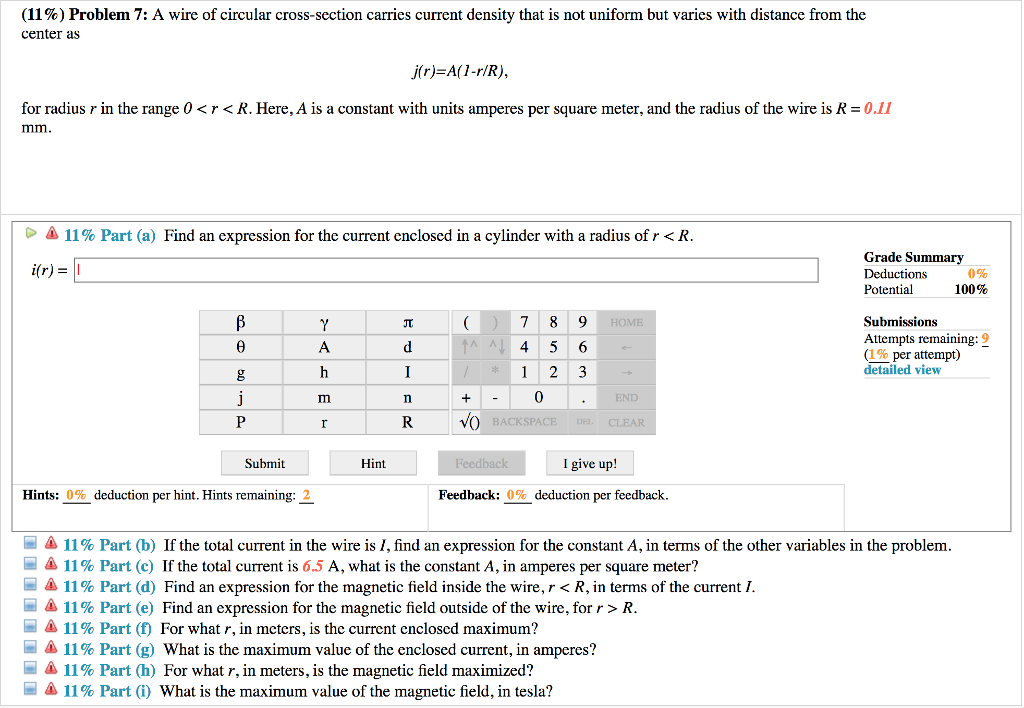 Solved: (11%) Problem 7: A Wire Of Circular Cross-section ... | Chegg.com