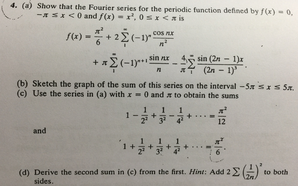 Solved Show That The Fourier Series For The Periodic Func Chegg Com