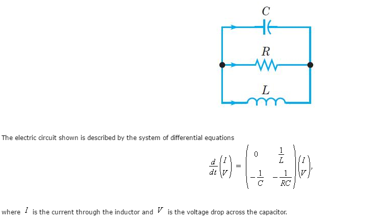 The electric circuit shown is described by the system  