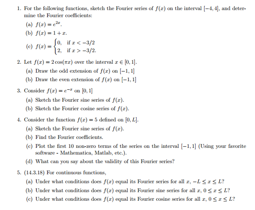 Solved For The Following Functions Sketch The Fourier Chegg Com