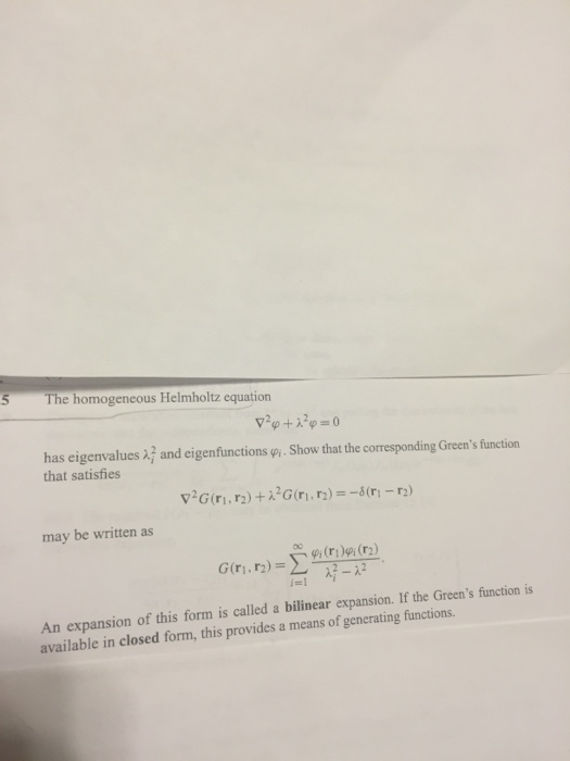 Solved The Homogeneous Helmholtz Equation 2phi Lambda 2 Chegg Com
