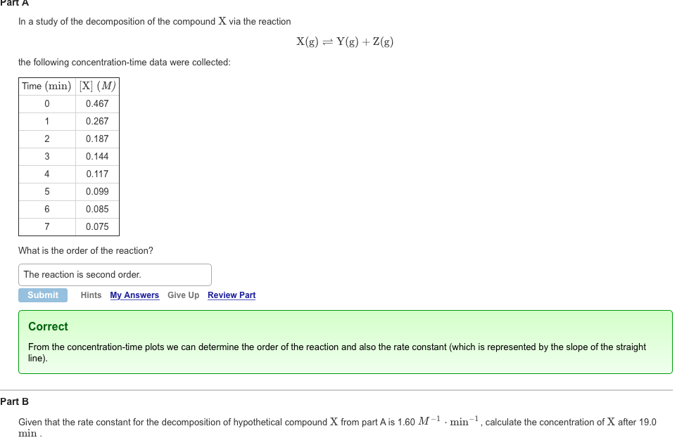 Solved In A Study Of The Decomposition Of The Compound X Via Chegg Com