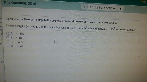 Solved Using Green S Theorem Compute The Counterclockwis Chegg Com