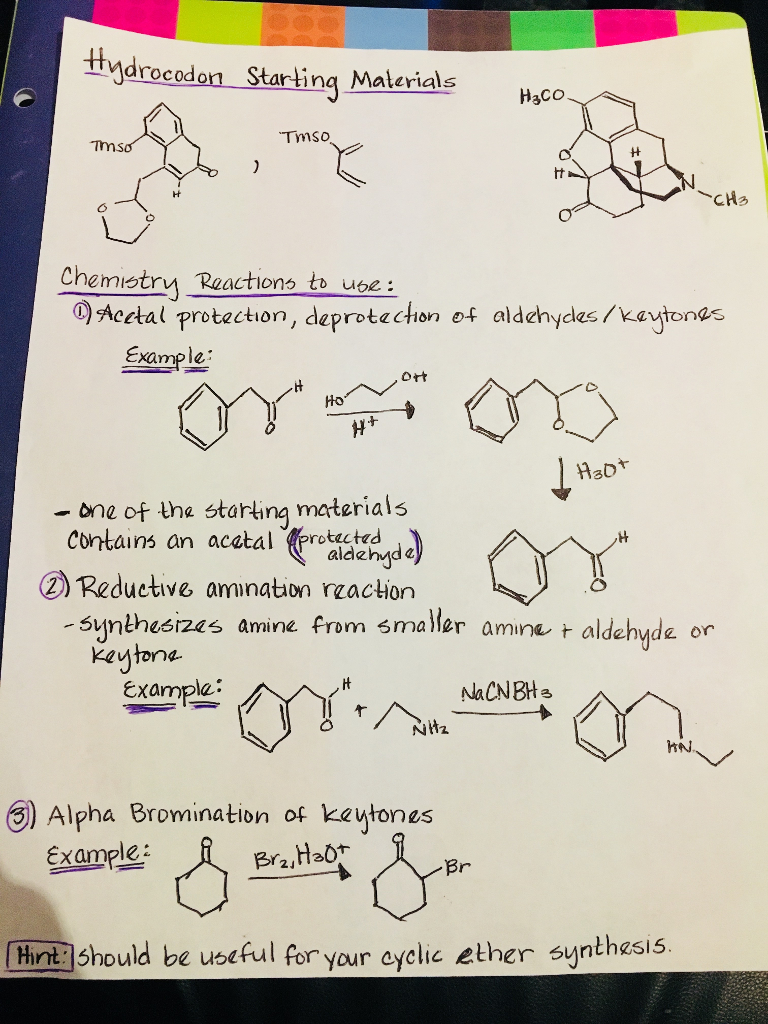 Solved Hydrocodon Starting Materials: Please come up with | Chegg.com