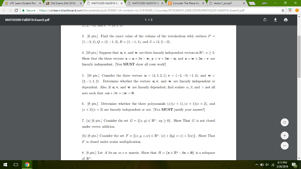 Solved E Utc Learn Student Res E Old Exams Fall 16 Chegg Com