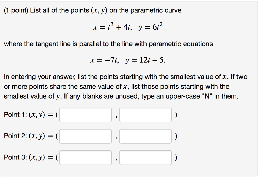 solved list all of the points x y x y on the para