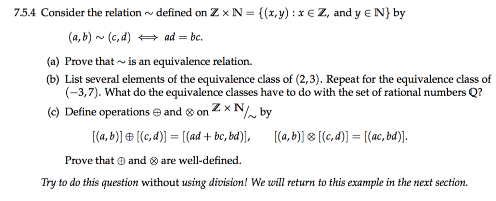 Solved 7 5 4 Consider The Relation Defined On Z N Chegg Com