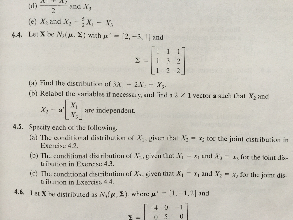 Solved Let X Be N 2 Mu Sigma With Mu 2 3 1 And Chegg Com