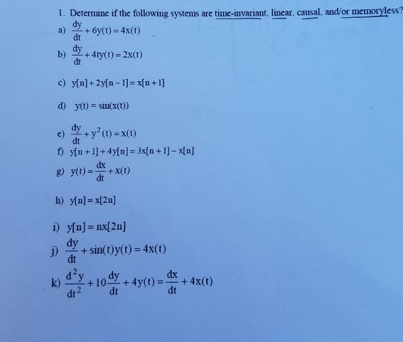 Solved Determine If The Following Systems Are Time Invari Chegg Com