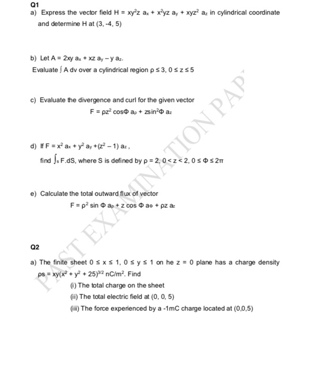 Solved A Express The Vector Field H Xy 2 Z A X X 2yz Chegg Com