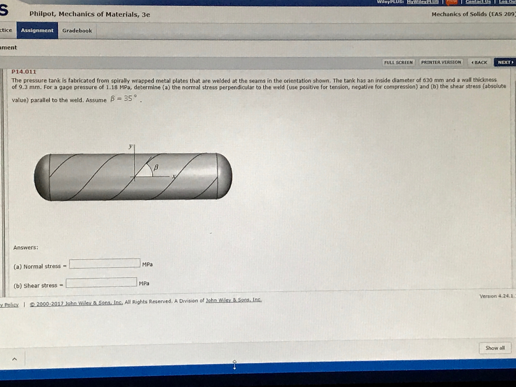 solids of q mechanics From Tank Is Spirally Wrap Fabricated Solved: The Pressure