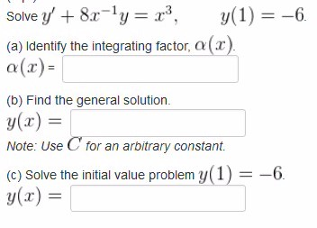Solve Y 8x 1y X 3 Y 1 6 A Identify The Chegg 