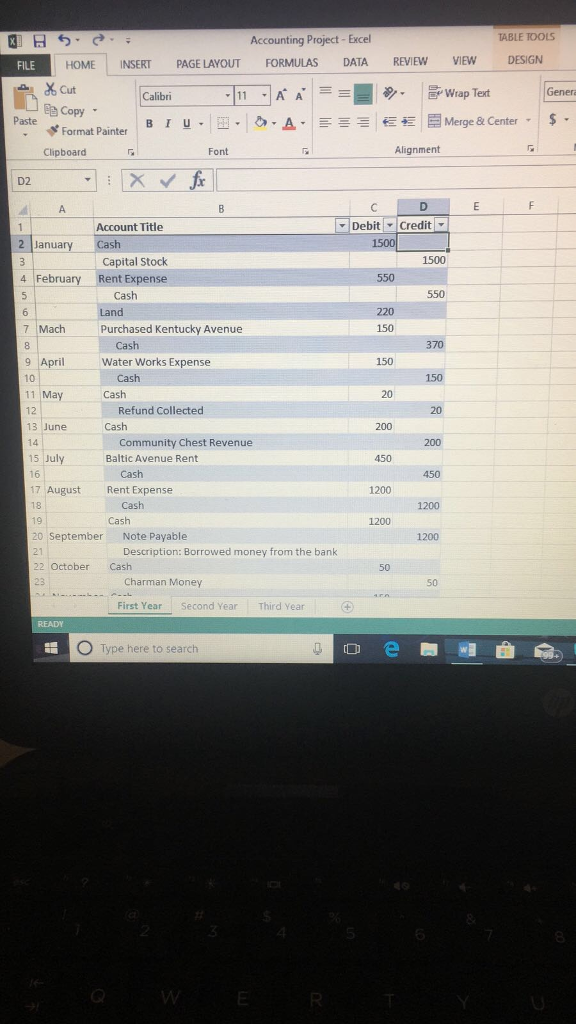 Accounting ... INSERT TOOLS P TABLE Project-Excel HOME Solved: