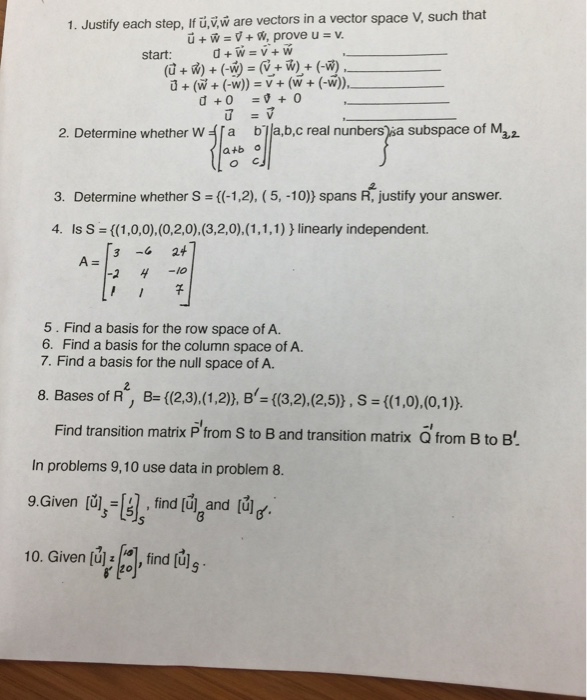 Solved If U V W Are Vectors In A Vector Space V Such T Chegg Com