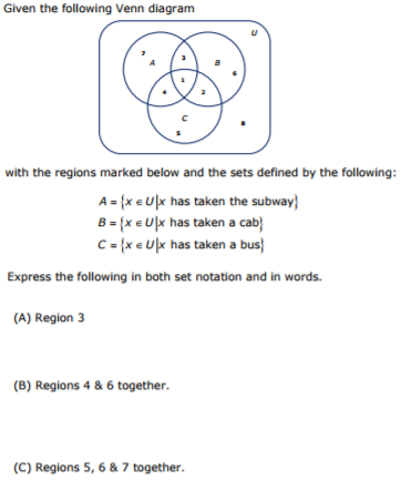 solved given the following venn diagram with the regions venn diagram regions