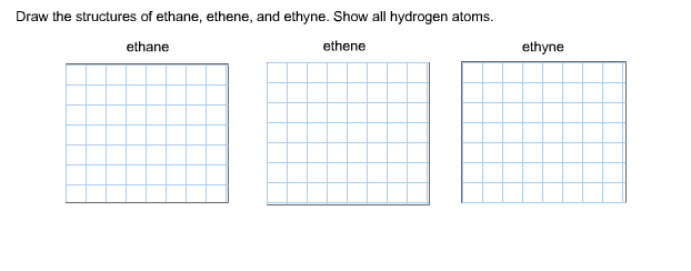 Solved Draw The Structures Of Ethane Ethene And Ethyne Chegg Com