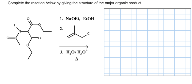 Complete the reaction below by giving the structur