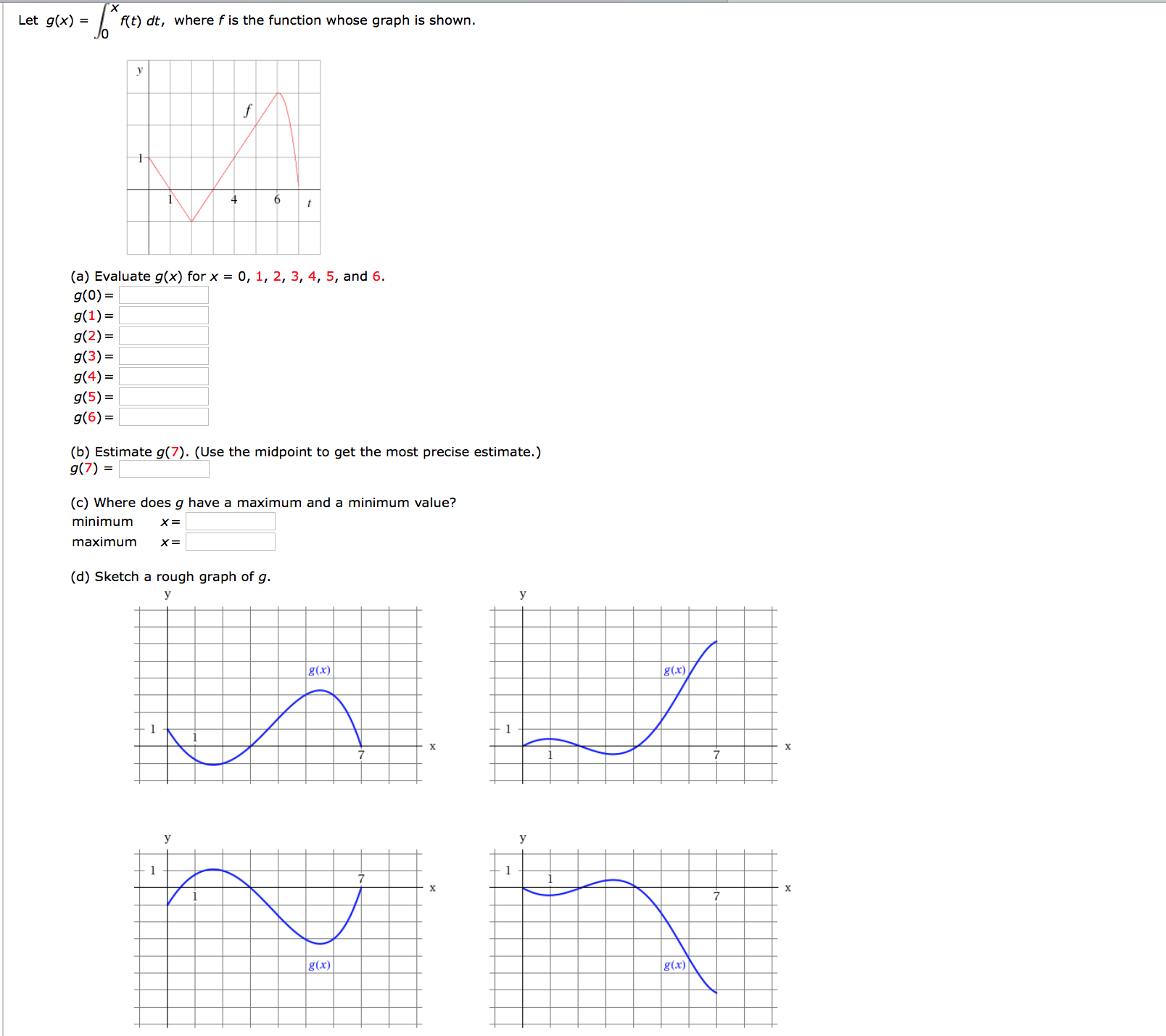 Solved Let G X Integral 0 X F T Dt Where F Is The Fu Chegg Com